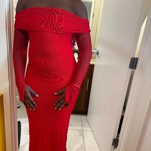 Red dinner long gown